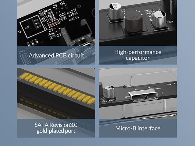 ORICO Transparent USB 3.0 3.5" SATA HDD Enclosure with Stand