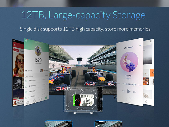 ORICO Transparent Type-C 3.5 SATA HDD Enclosure with Stand (Dual-Cable Version)