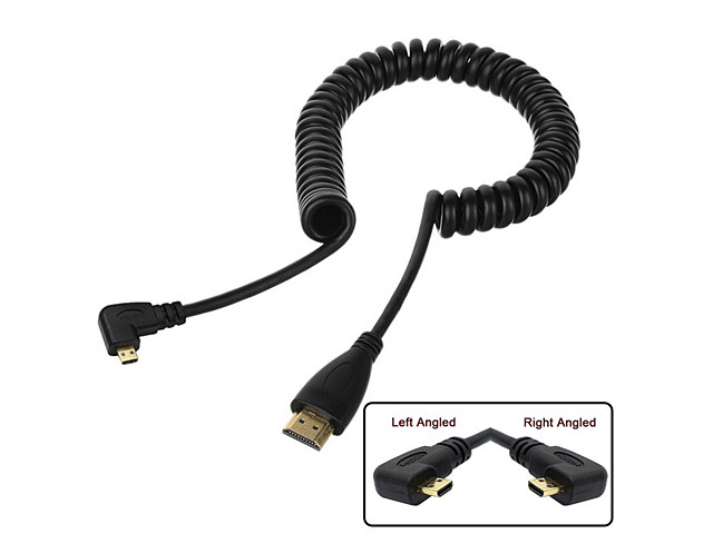Micro HDMI Male (90°) to HDMI Male Curled Cable