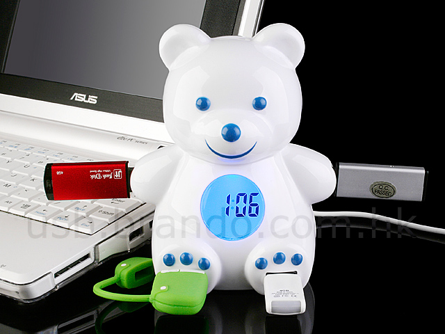 USB Bear 4-Port Hub + Alarm Clock