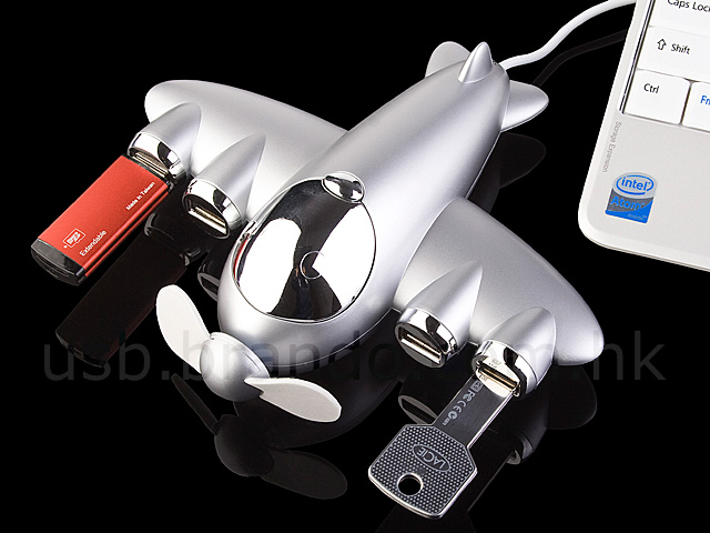 USB Aeroplane 4-Port Hub with Fan