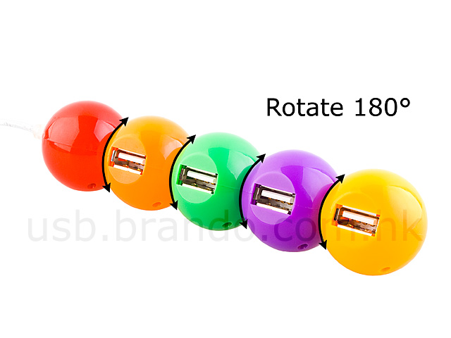 USB 180° Revolving Chromatic Ball 4-Port Hub