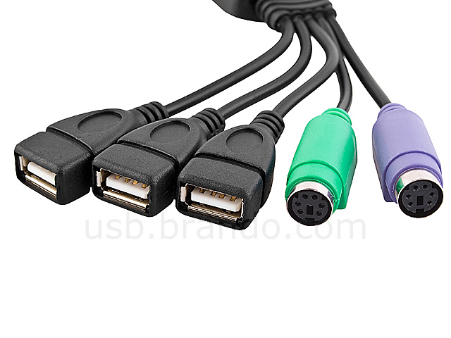 USB 3-Port Hub with PS/2 Port Cable