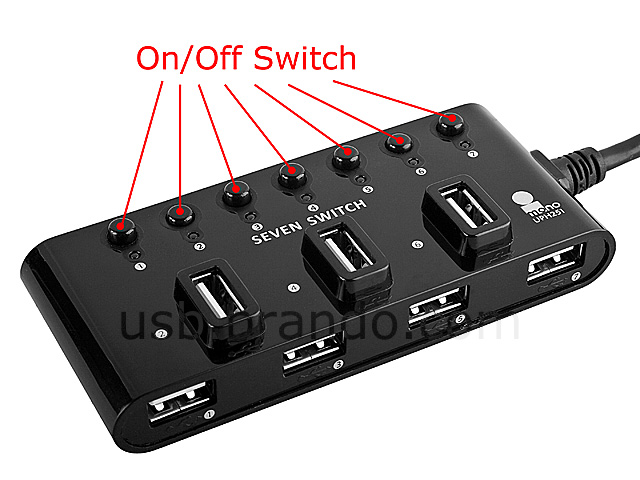 iMONO 7-Port Hub with On/Off Switches