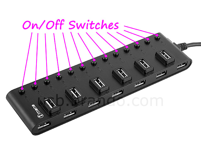 iMONO 13-Port USB Hub Bar with On/Off Switches