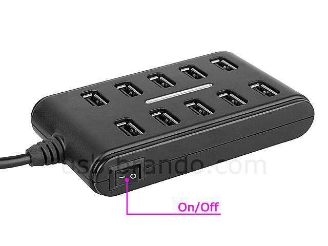 USB 10-Port Hub With On/Off Switch