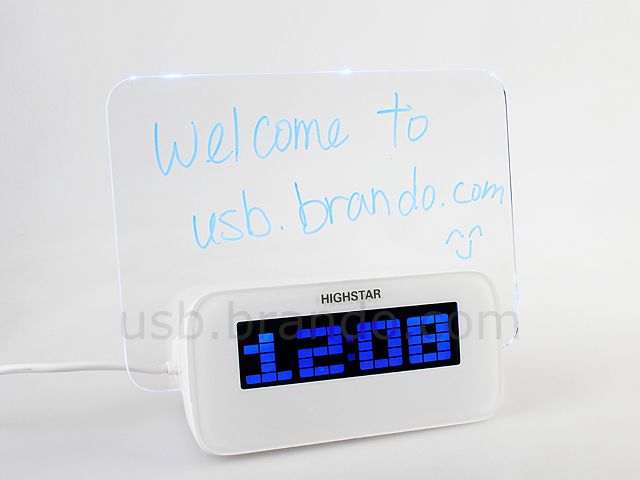 USB 4-Port Hub with Alarm Clock and Erasable Memo Board