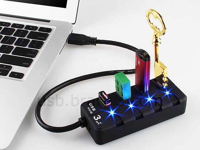 USB 3.0 4-Port Hub with On/Off Switches