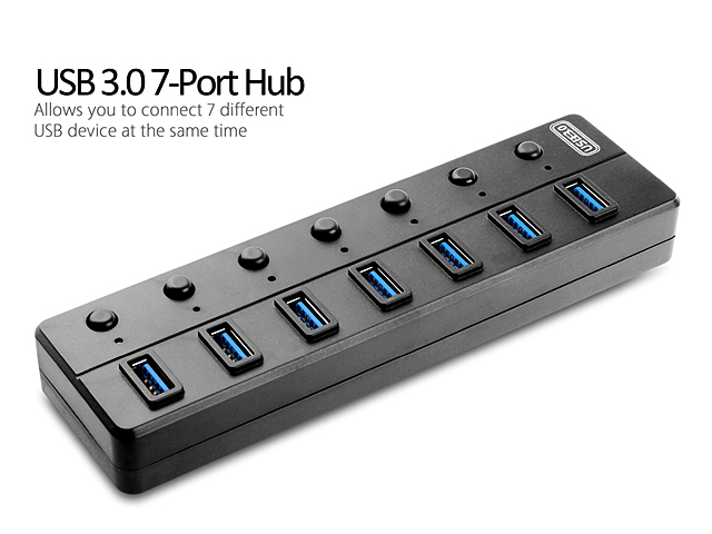 USB 3.0 7-Port Hub with On/Off Switches