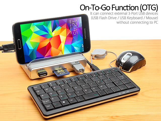 UNITEK Y-3068 USB 3.0 3-Port Hub with OTG + Smartphone Stand