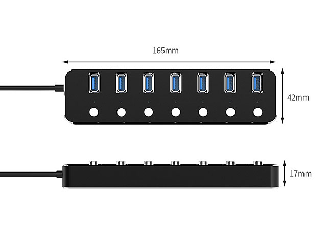 USB 3.0 Aluminum 7-Port Hub with On/Off Switch