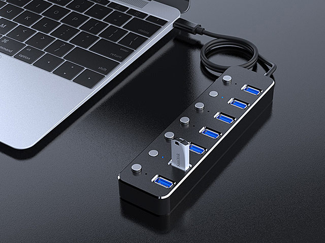 USB 3.0 Aluminum 7-Port Hub with On/Off Switch