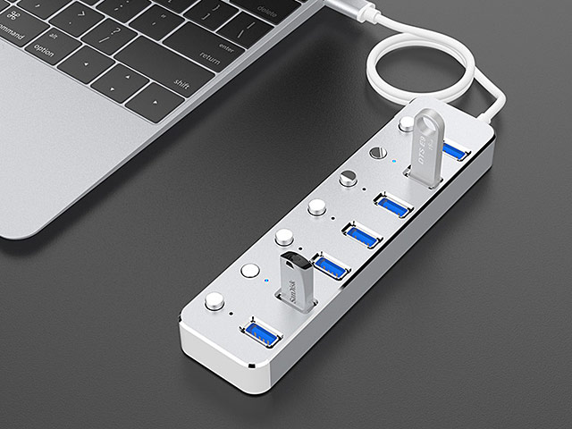 USB 3.0 Aluminum 7-Port Hub with On/Off Switch