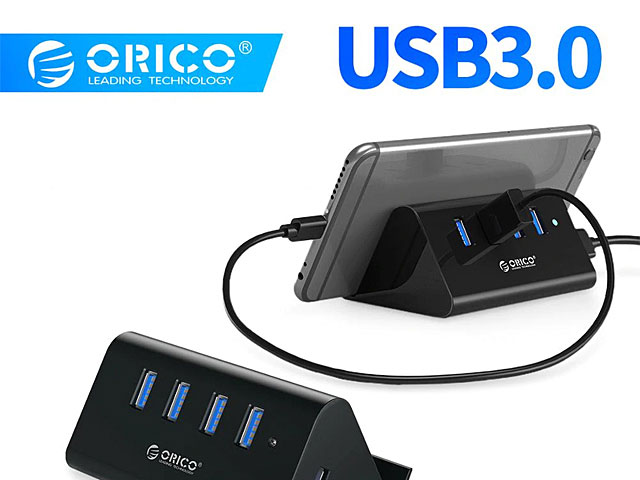 mini 4-Port USB Hub with Smartphone Stand