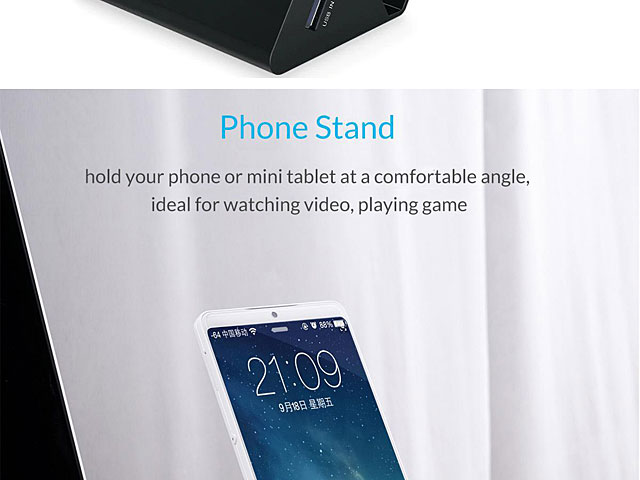 mini 4-Port USB Hub with Smartphone Stand