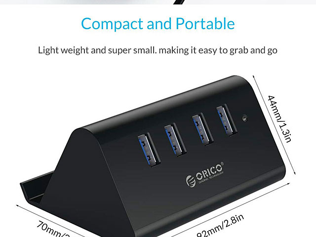 mini 4-Port USB Hub with Smartphone Stand