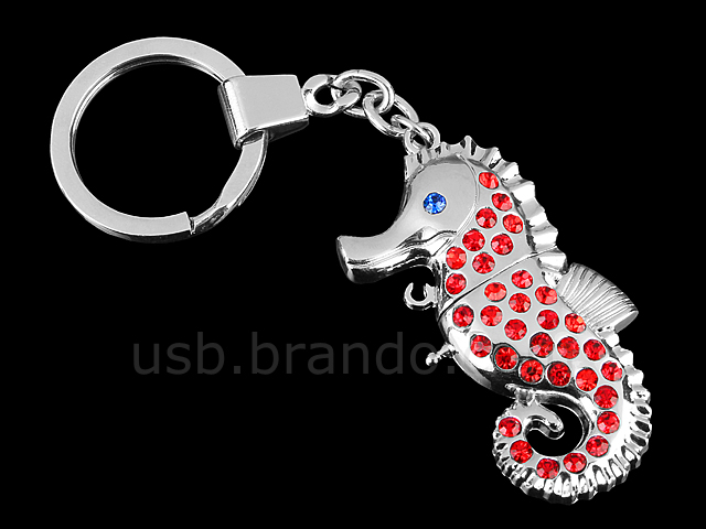 USB Jewel Sea Horse Keychain Flash Drive