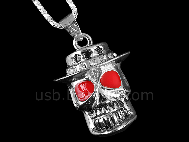 USB Jewel Skull Necklace Flash Drive