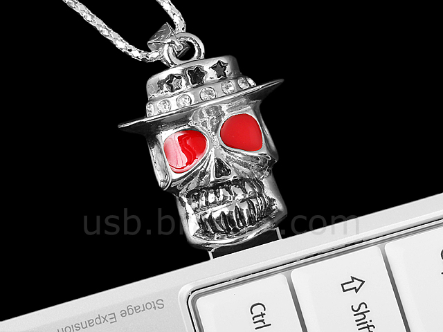 USB Jewel Skull Necklace Flash Drive