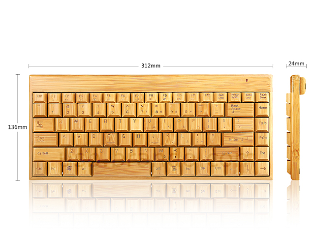 USB Full Bamboo Mini Wireless Keyboard with Mouse