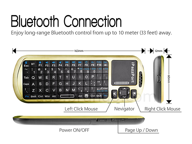 iPazzPort Voice Bluetooth Handheld Keyboard with IR Remote