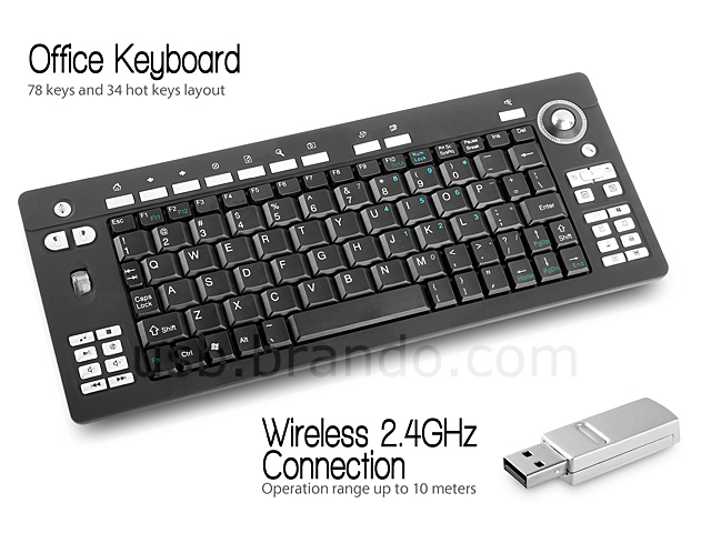 2.4GHz Wireless Multimedia Keyboard with Trackball