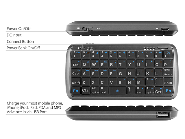 Power Bank with Mini Bluetooth Keyboard