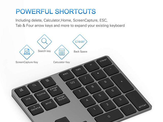 Bluetooth Aluminum Number Keypad (34 keys)