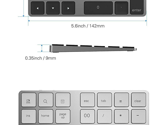 Bluetooth Aluminum Number Keypad (34 keys)