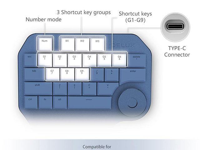 Delux Wired T11 Designer Single Hand Keyboard