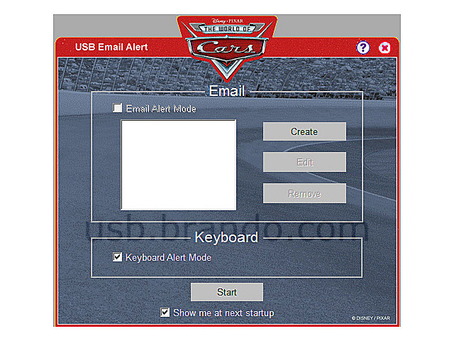 Disney Cars USB Email Alert