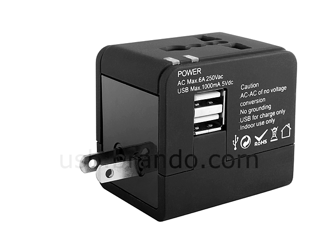 Universal Travel Adapter with Dual USB AC Charger