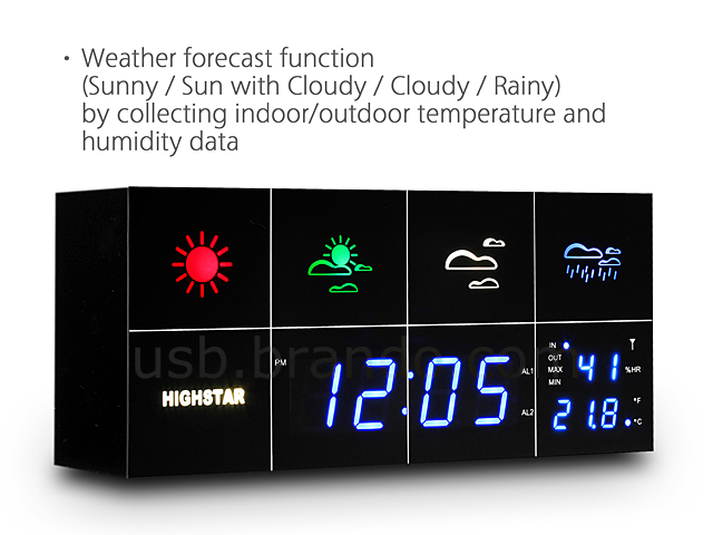 RF433MHZ Remote Weather Station Alarm Clock (HSD1143B)