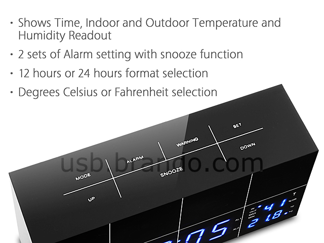 RF433MHZ Remote Weather Station Alarm Clock (HSD1143B)