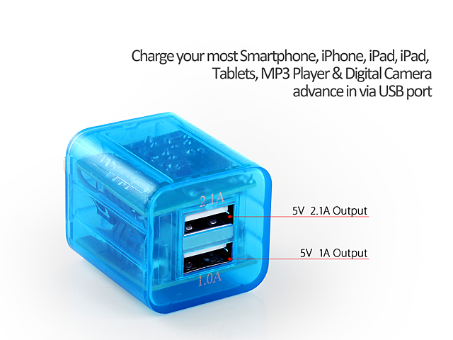 Translucent Dual USB AC adapter