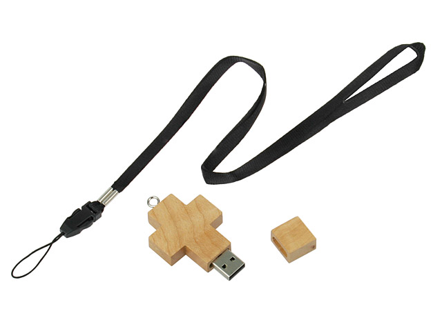 Wooden Cross USB Memory Strap