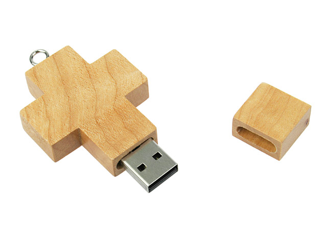 Wooden Cross USB Memory Strap