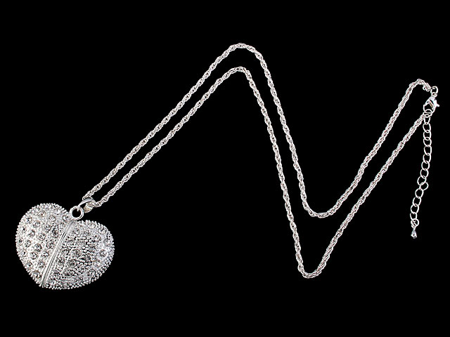 USB Jeweled Heart Necklace Flash Drive