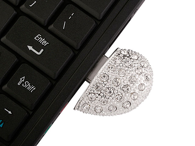 USB Jeweled Heart Necklace Flash Drive