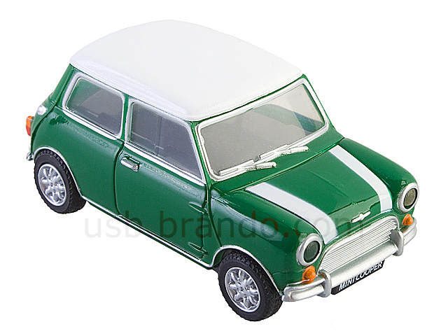 USB Mini Cooper Flash Drive (Green with White Stripes)