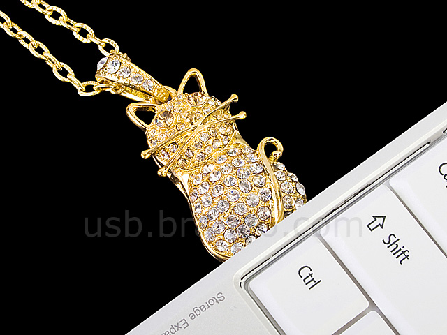 USB Jewel Cat Necklace Flash Drive