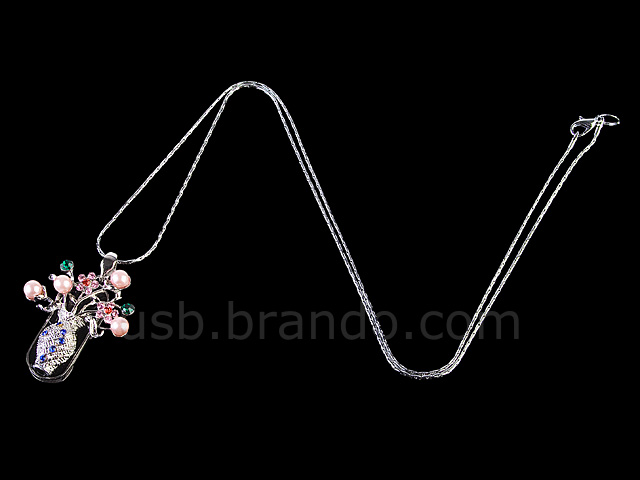 USB Jewel Flower Vase Necklace Flash Drive