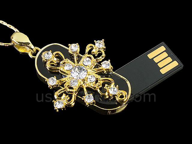 USB Jewel Cross Necklace Flash Drive