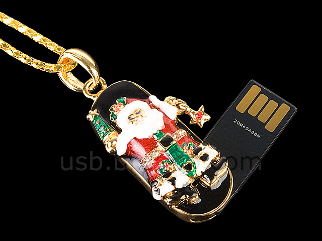 USB Jewel Santa Claus Nacklace Flash Drive