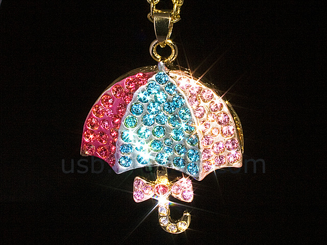 USB Jewel Umbrella Necklace Flash Drive