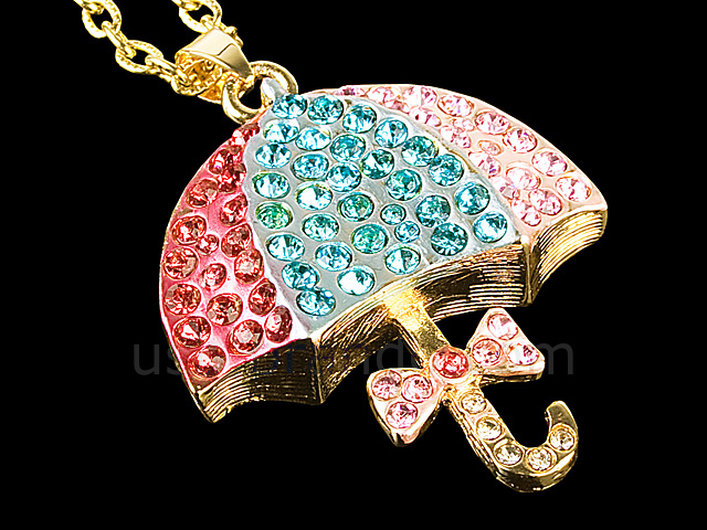 USB Jewel Umbrella Necklace Flash Drive