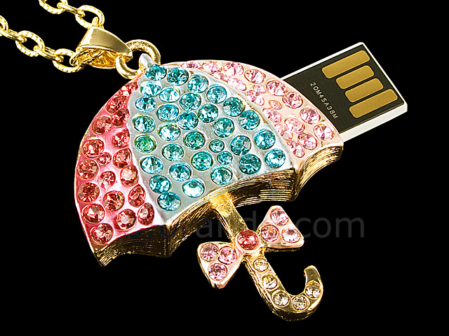 USB Jewel Umbrella Necklace Flash Drive