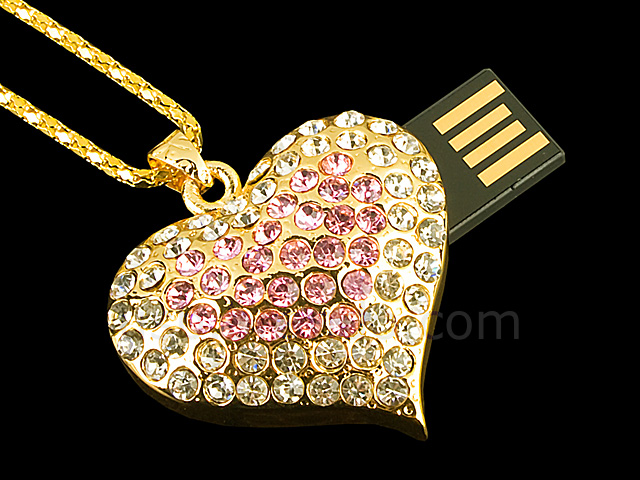 USB Jewel Tasteful Heart Necklace Flash Drive