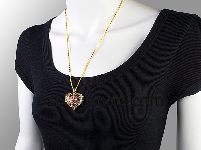 USB Jewel Tasteful Heart Necklace Flash Drive