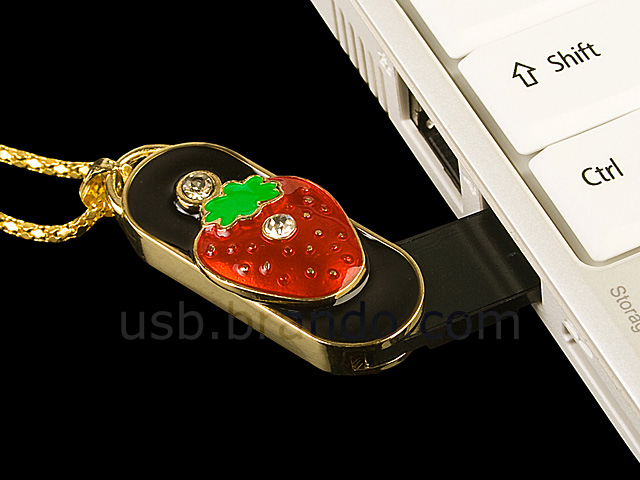 USB Jewel Strawberry Necklace Flash Drive